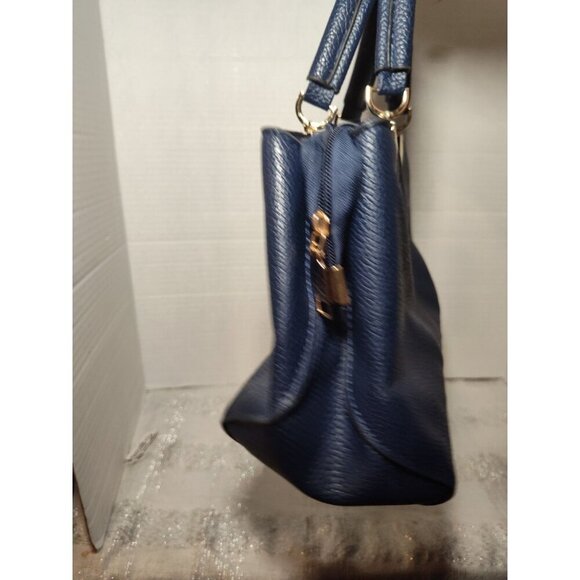 Danbaoly Women's Navy Tote Handbag Faux Leather‎ Gold hardware Brown lining - Picture 10 of 14